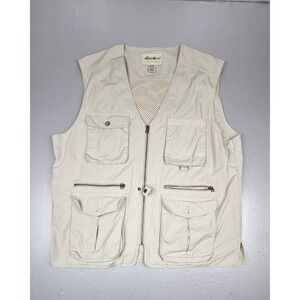 Eddie Bauer Fishing Vest Mens‎ XL. Biege Field Vintage Safari Outdoor.